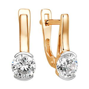 Серьги из золота 585 пробы с фианитом DINASTIA 011512-1102