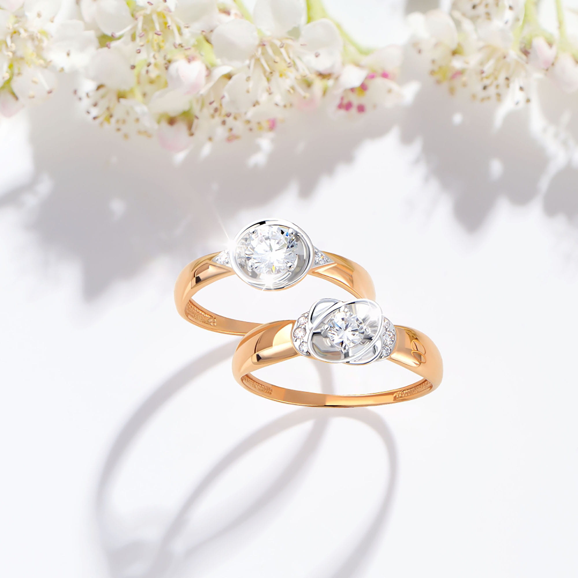 Кольцо из золота 585 пробы с фианитом KARATOV Т142018590 Золото 585 пр.