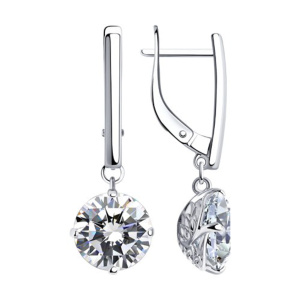 Серьги из серебра 925 пробы с фианитом SOKOLOV 94024420
