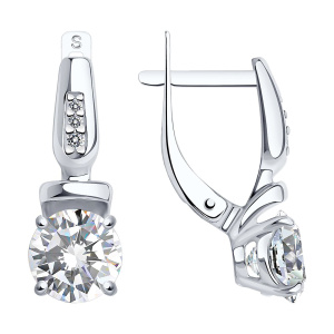 Серьги из серебра 925 пробы с фианитом SOKOLOV 94022946