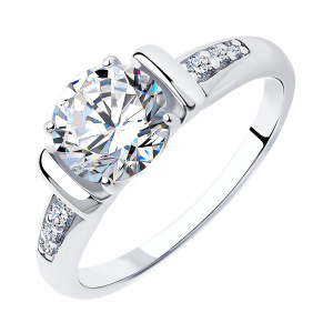 Кольцо из серебра 925 пробы с фианитом SOKOLOV 94012674