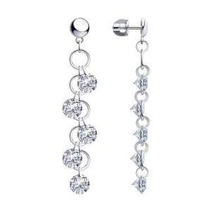 Серьги из серебра 925 пробы с фианитом SOKOLOV 94023938