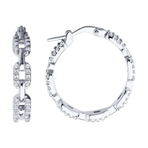 Серьги из серебра 925 пробы с фианитом SOKOLOV 94026801