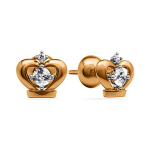Серьги из золота 585 пробы с фианитом SANIS 01-216641