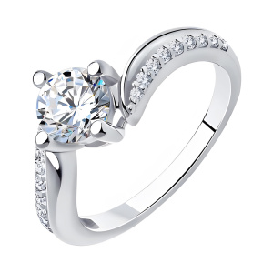 Кольцо из серебра 925 пробы с фианитом SOKOLOV 94010495