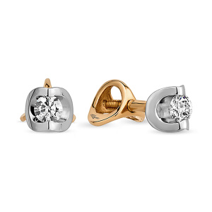 Серьги из золота 585 пробы с бриллиантом GRANT 0701035