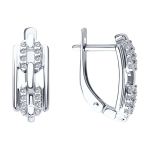 Серьги из серебра 925 пробы с фианитом SOKOLOV 94026796