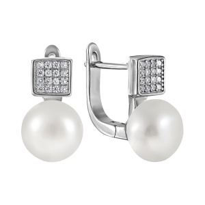 Серьги из серебра 925 пробы с жемчугом JUVEDEL СЛ-896
