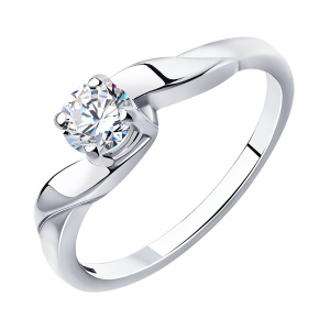 Кольцо из серебра 925 пробы с фианитом SOKOLOV 94010011