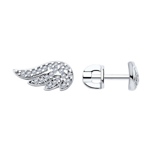 Серьги из серебра 925 пробы с фианитом SOKOLOV 94025727