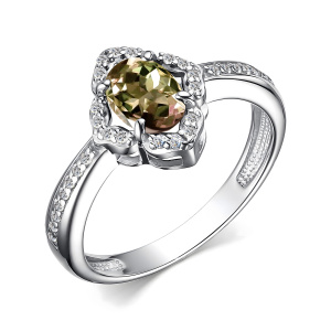 Кольцо из серебра 925 пробы с султанитом АЛЬКОР 01-3687/00СТ-00