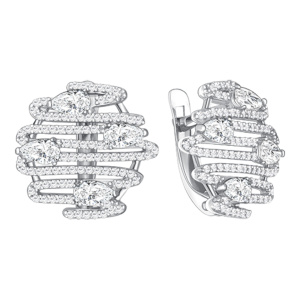 Серьги из серебра 925 пробы с фианитом ЗОЛОТЫЕ УЗОРЫ 90-02-7875-00